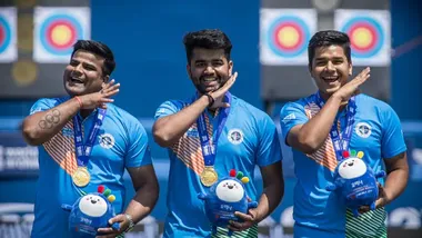 Indian men's compound archery team won consecutive gold medals in world cup
