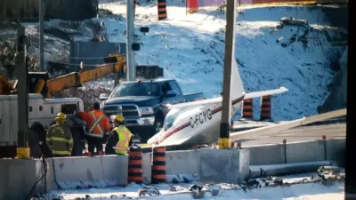 Small plane crashes on road, Highway 404 closed