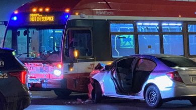 TTC bus collides with sedan, 1 arrested