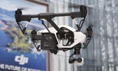 A DJI Technology drone flies during a demonstration in Shenzhen, China, in 2014. DJI sells the majority of Chinese-made drones bought in the United States.