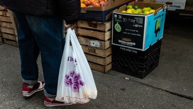 Banned Plastic Bags in use in New York City, mid January 2022