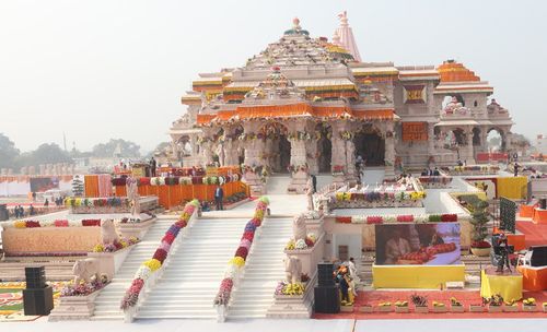 Glimpses of Pran Pratishtha ceremony of Shree Ram Janmaboomi Temple in Ayodhya, Uttar Pradesh on January 22, 2024. PM presents on the occasion.